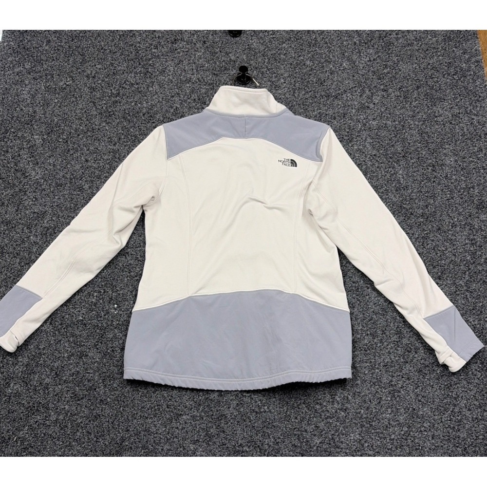 The North Face Jacket Womens L Cream Grey Full Zip Fleece Renewed Hiking Coat - Picture 6 of 7